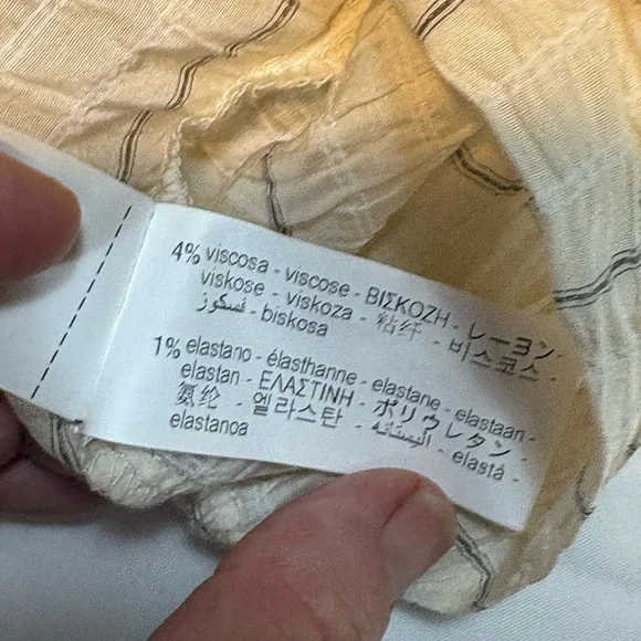 Zara women's cream striped crinkled blazer shirt top cropped medium - Picture 6 of 9